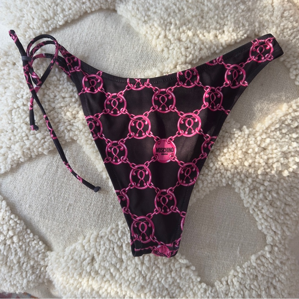 Moschino Black and Pink Chain Bikini Bottom